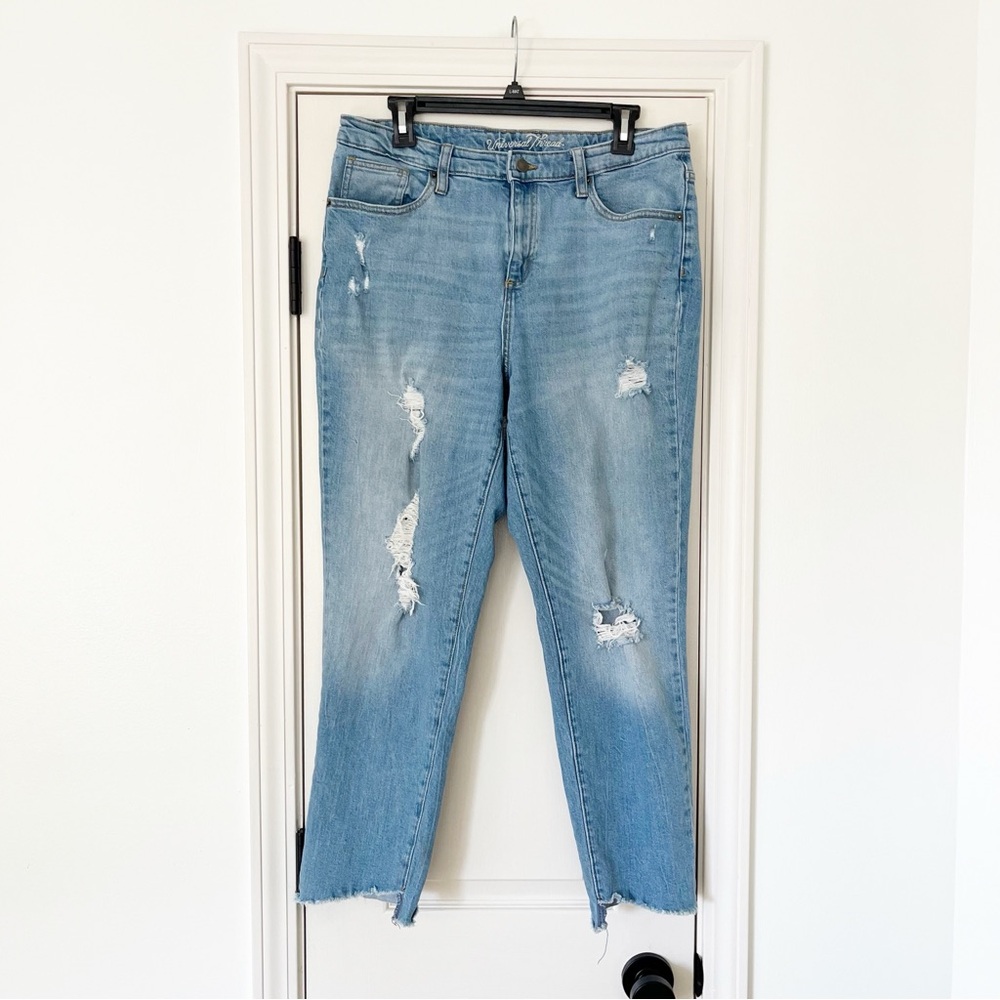 Universal Thread size 14 Jeans High Rise Straight distressed light / medium wash
